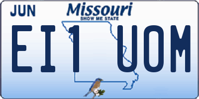 MO license plate EI1U0M