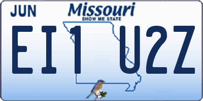 MO license plate EI1U2Z