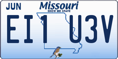 MO license plate EI1U3V