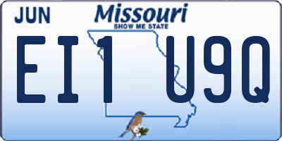 MO license plate EI1U9Q