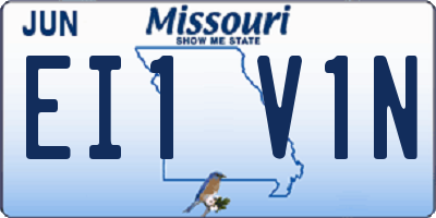 MO license plate EI1V1N