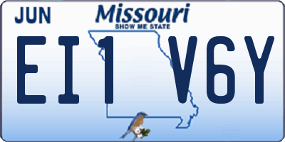 MO license plate EI1V6Y