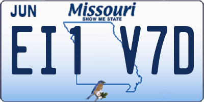 MO license plate EI1V7D