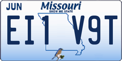 MO license plate EI1V9T