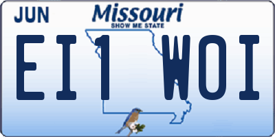 MO license plate EI1W0I