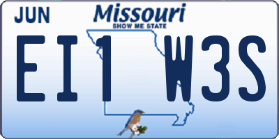 MO license plate EI1W3S