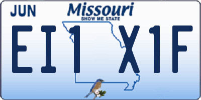 MO license plate EI1X1F