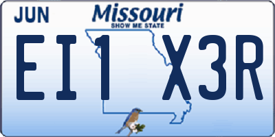 MO license plate EI1X3R