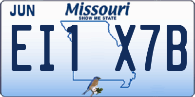 MO license plate EI1X7B