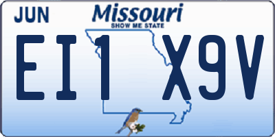 MO license plate EI1X9V