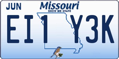 MO license plate EI1Y3K