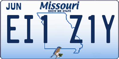 MO license plate EI1Z1Y