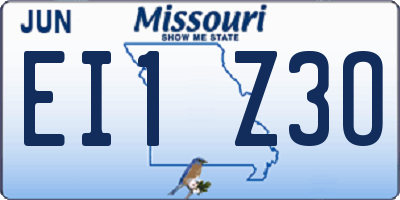 MO license plate EI1Z3O