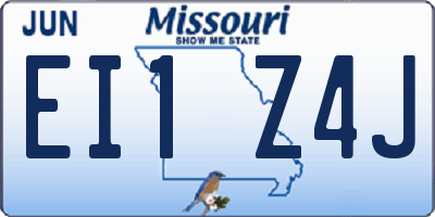 MO license plate EI1Z4J