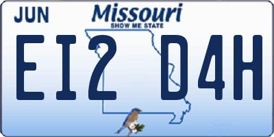 MO license plate EI2D4H