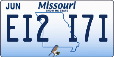 MO license plate EI2I7I