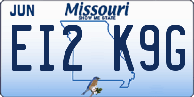 MO license plate EI2K9G
