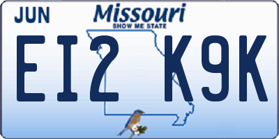 MO license plate EI2K9K