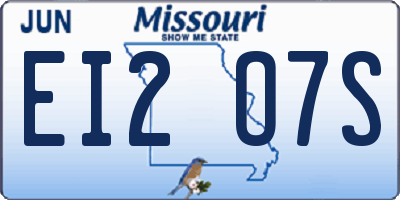 MO license plate EI2O7S