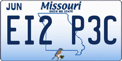 MO license plate EI2P3C
