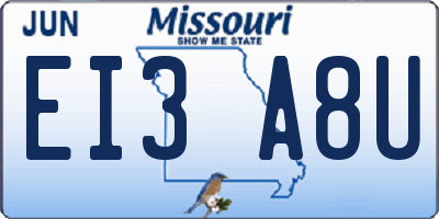 MO license plate EI3A8U