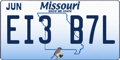 MO license plate EI3B7L