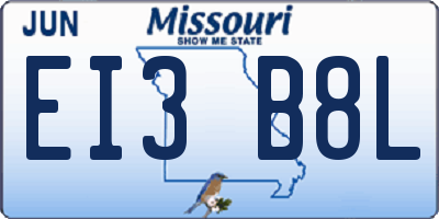 MO license plate EI3B8L