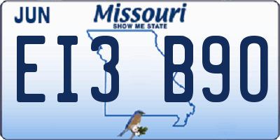 MO license plate EI3B9O