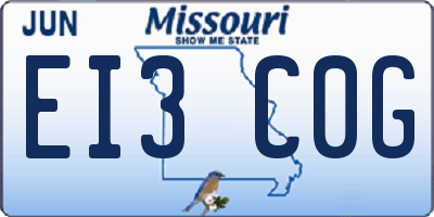 MO license plate EI3C0G