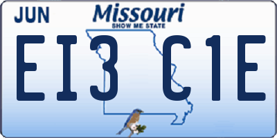 MO license plate EI3C1E