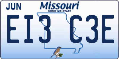 MO license plate EI3C3E