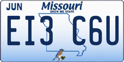 MO license plate EI3C6U