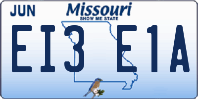 MO license plate EI3E1A