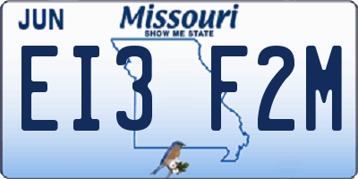 MO license plate EI3F2M