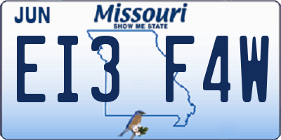 MO license plate EI3F4W