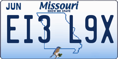 MO license plate EI3L9X