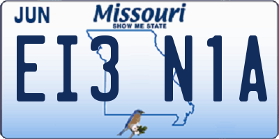 MO license plate EI3N1A