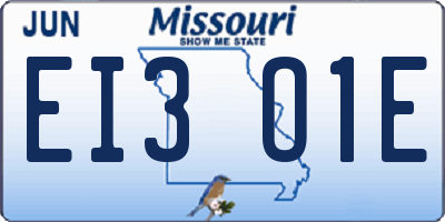 MO license plate EI3O1E