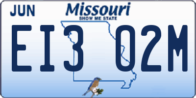 MO license plate EI3O2M