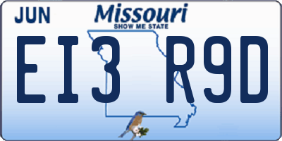 MO license plate EI3R9D