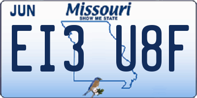 MO license plate EI3U8F