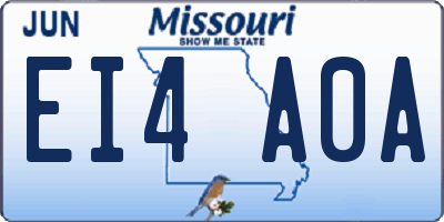 MO license plate EI4A0A