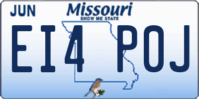 MO license plate EI4P0J
