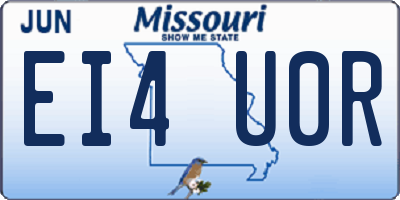 MO license plate EI4U0R