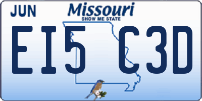 MO license plate EI5C3D
