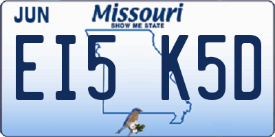 MO license plate EI5K5D
