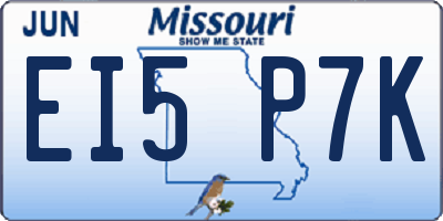 MO license plate EI5P7K