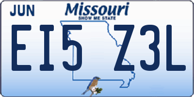 MO license plate EI5Z3L