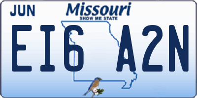 MO license plate EI6A2N