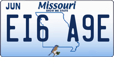 MO license plate EI6A9E